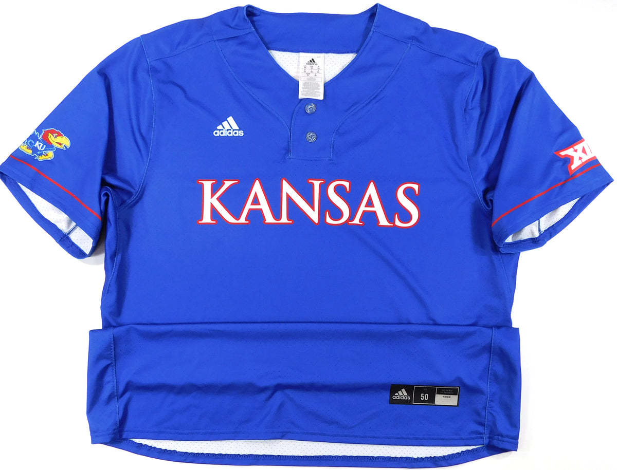 Kansas Jayhawks Blank XII Game Issued Royal Blue Adidas Baseball Jersey- Size 50