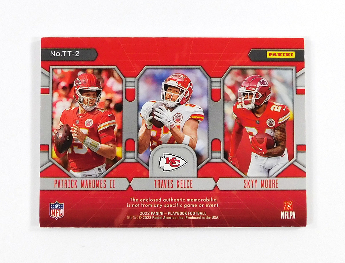 2022 Panini Playbook Team Trios Materials Green Mahomes II/Moore/Kelce #09/25 Pic2