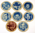 Lot of (8) 1950's Meadow Gold Ice Cream Dixie Lids Bing Crosby Roy Rogers