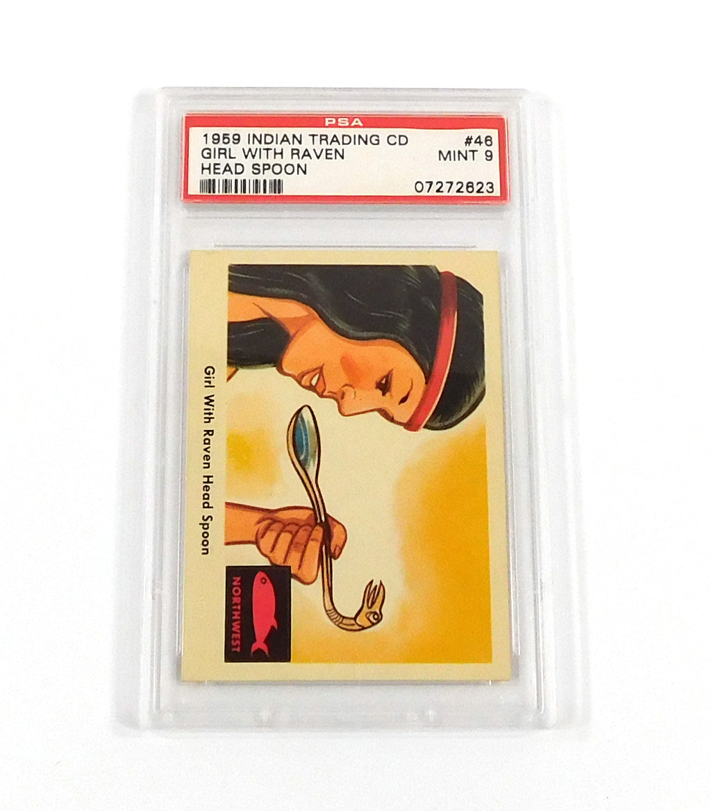 1959 Indian Trading Card Girl with Raven Head Spoon #46 PSA 9 DF036615