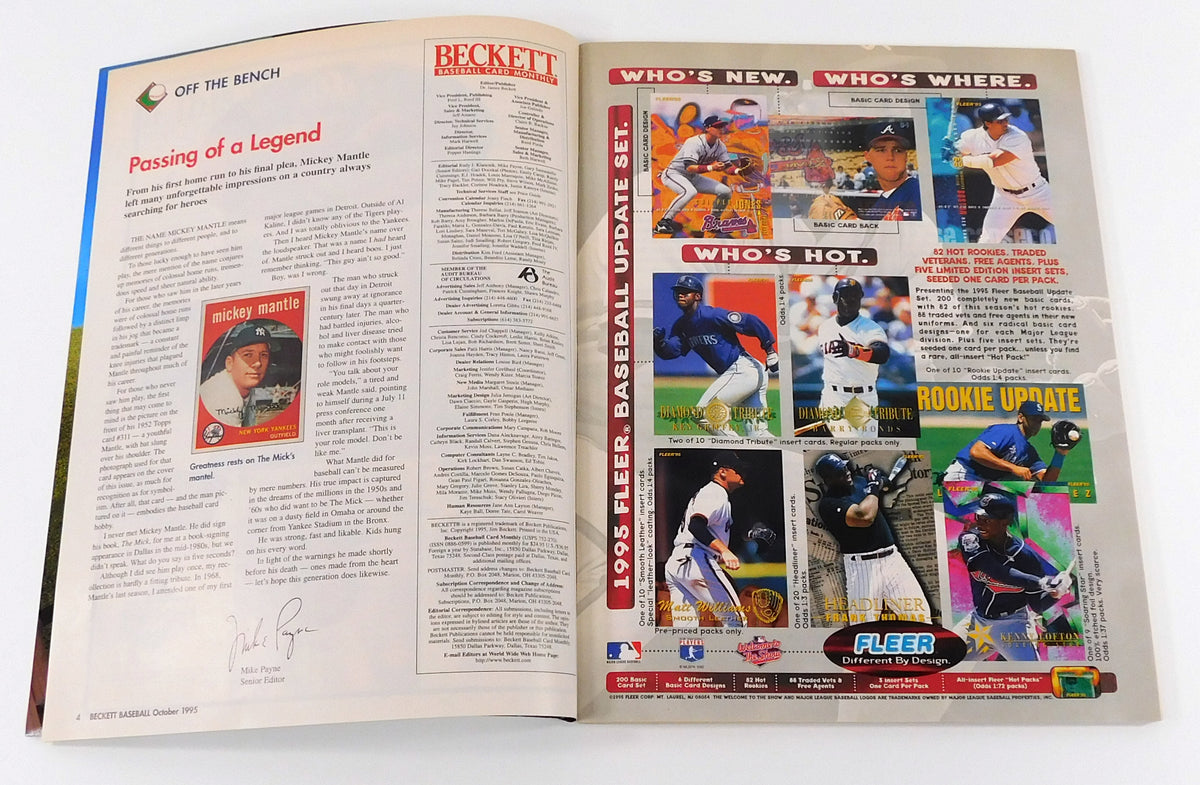 1995 Beckett Magazine Mickey Mantle Cover October 1995 Pic2