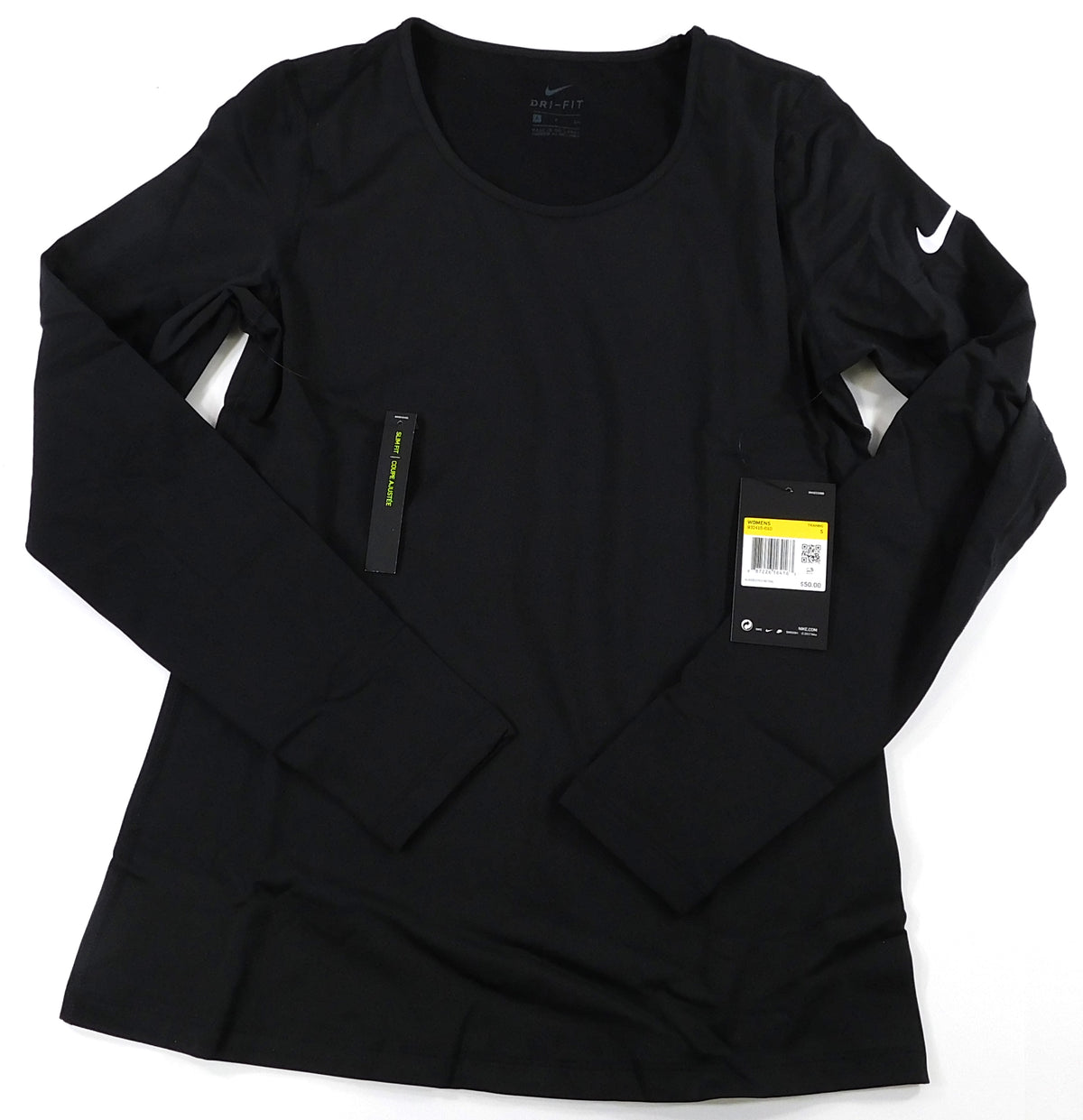 Womens Nike Dri-Fit Training Slim Fit Shirt (Small) Black Activewear NWT MSRP $50