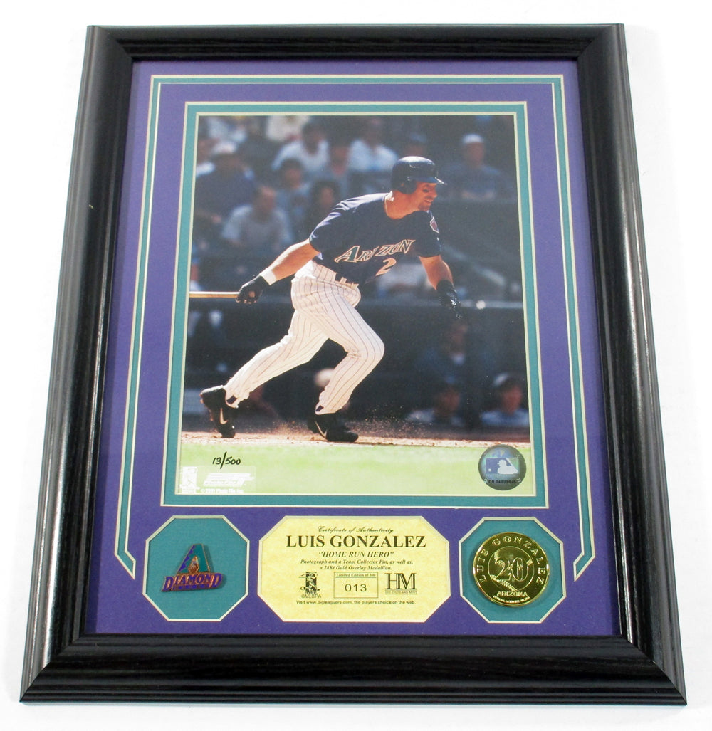 Luis Gonzalez Framed Display Home Run Hero Photo Pin Coin Highland Mint DF024923