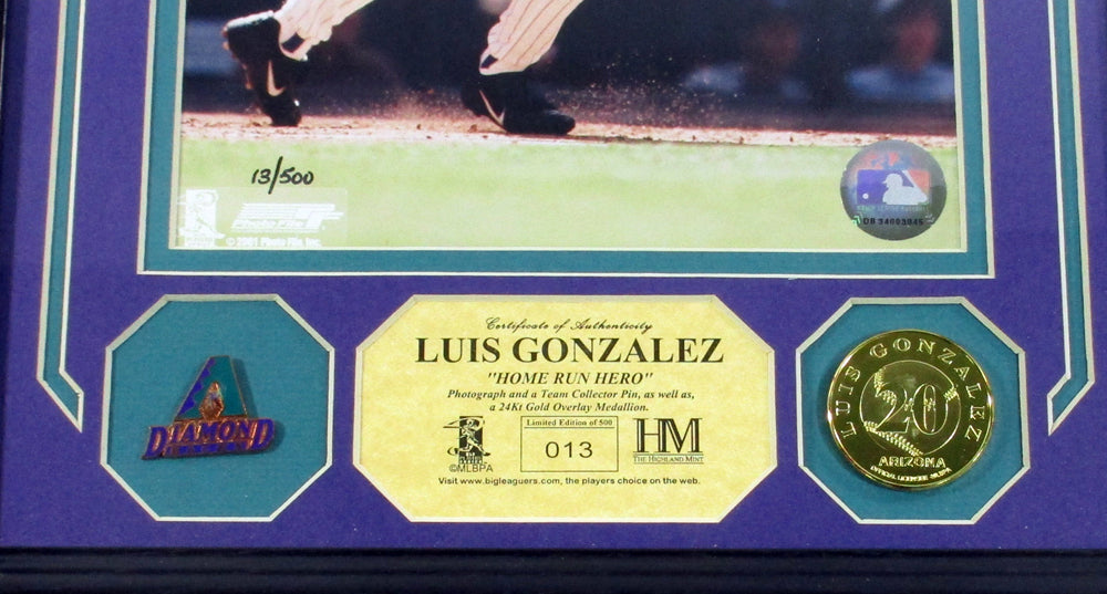 Luis Gonzalez Framed Display Home Run Hero Photo Pin Coin Highland Mint DF024923 Pic2