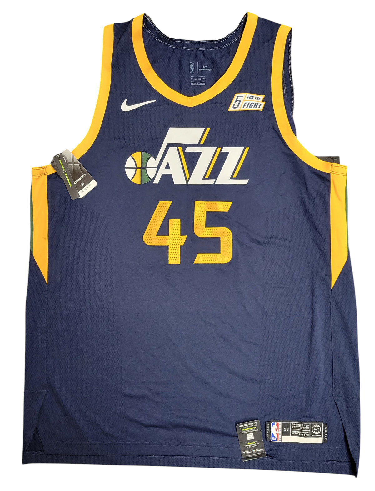 # Mens Utah Jazz Donovan Mitchell #45 Navy Nike Auth Jersey 5 for the Fight 58