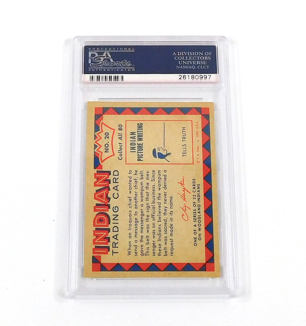 1959 Indian Trading Card Wampum Belt #20 PSA 8 DF036623 Pic2