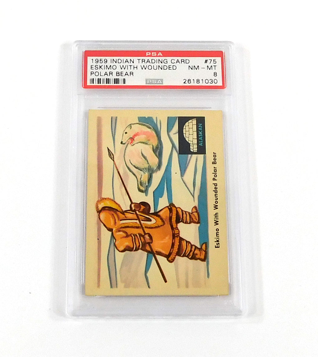 1959 Indian Trading Card Eskimo with Wounded Polar Bear #75 PSA 8 DF036631