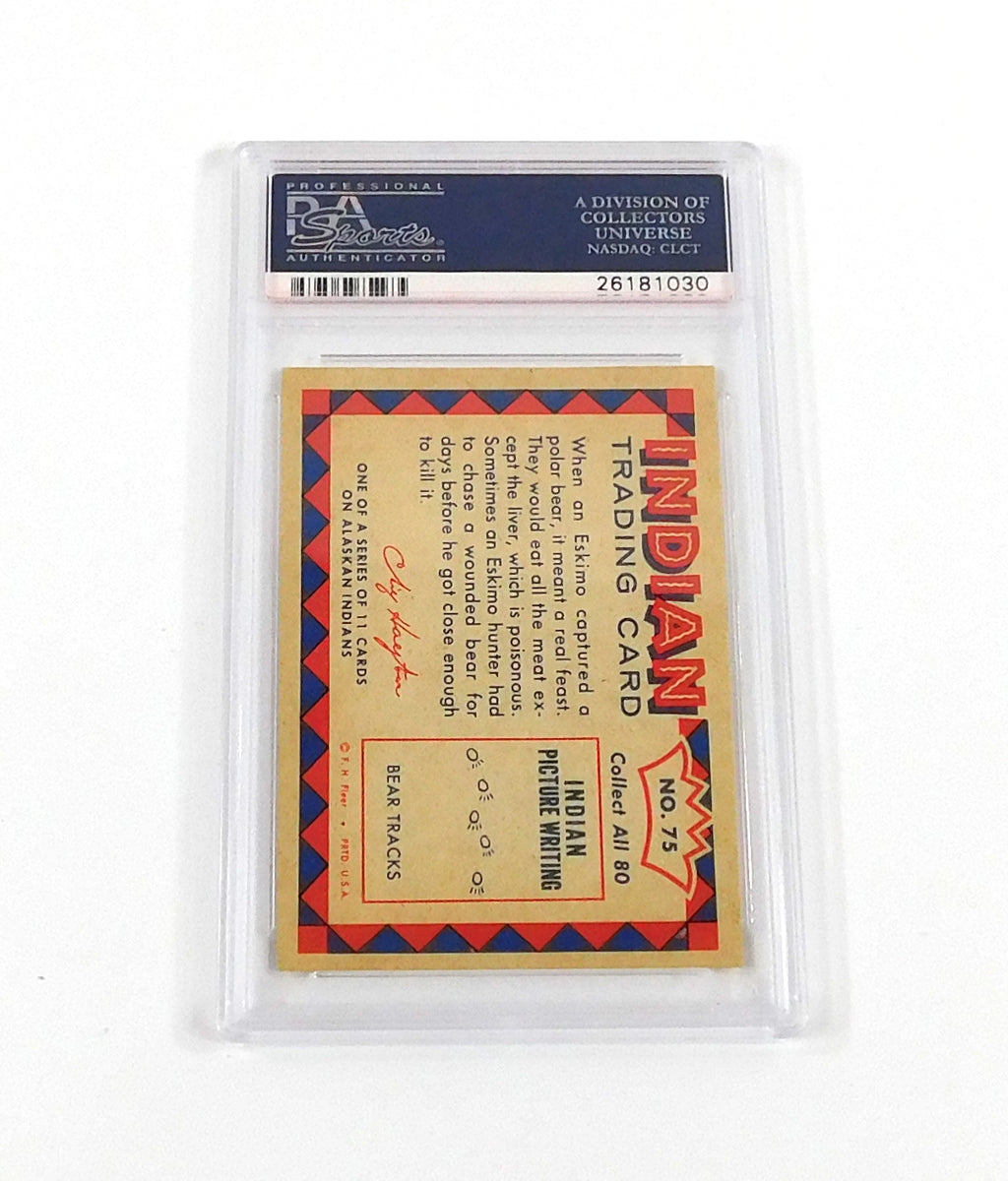 1959 Indian Trading Card Eskimo with Wounded Polar Bear #75 PSA 8 DF036631 Pic2