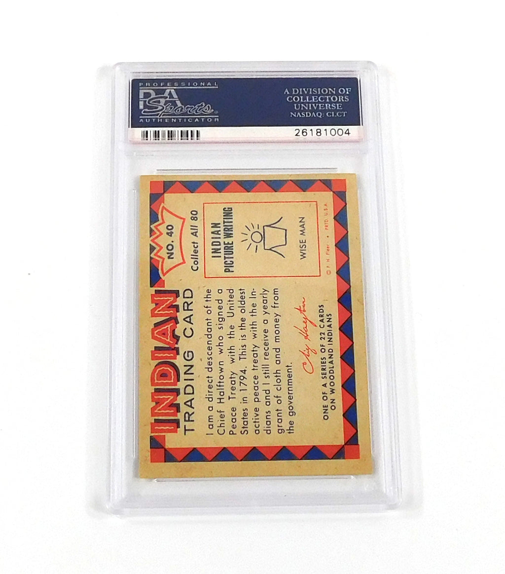 1959 Indian Trading Card Chief Halftown #40 PSA 8 DF036636 Pic2