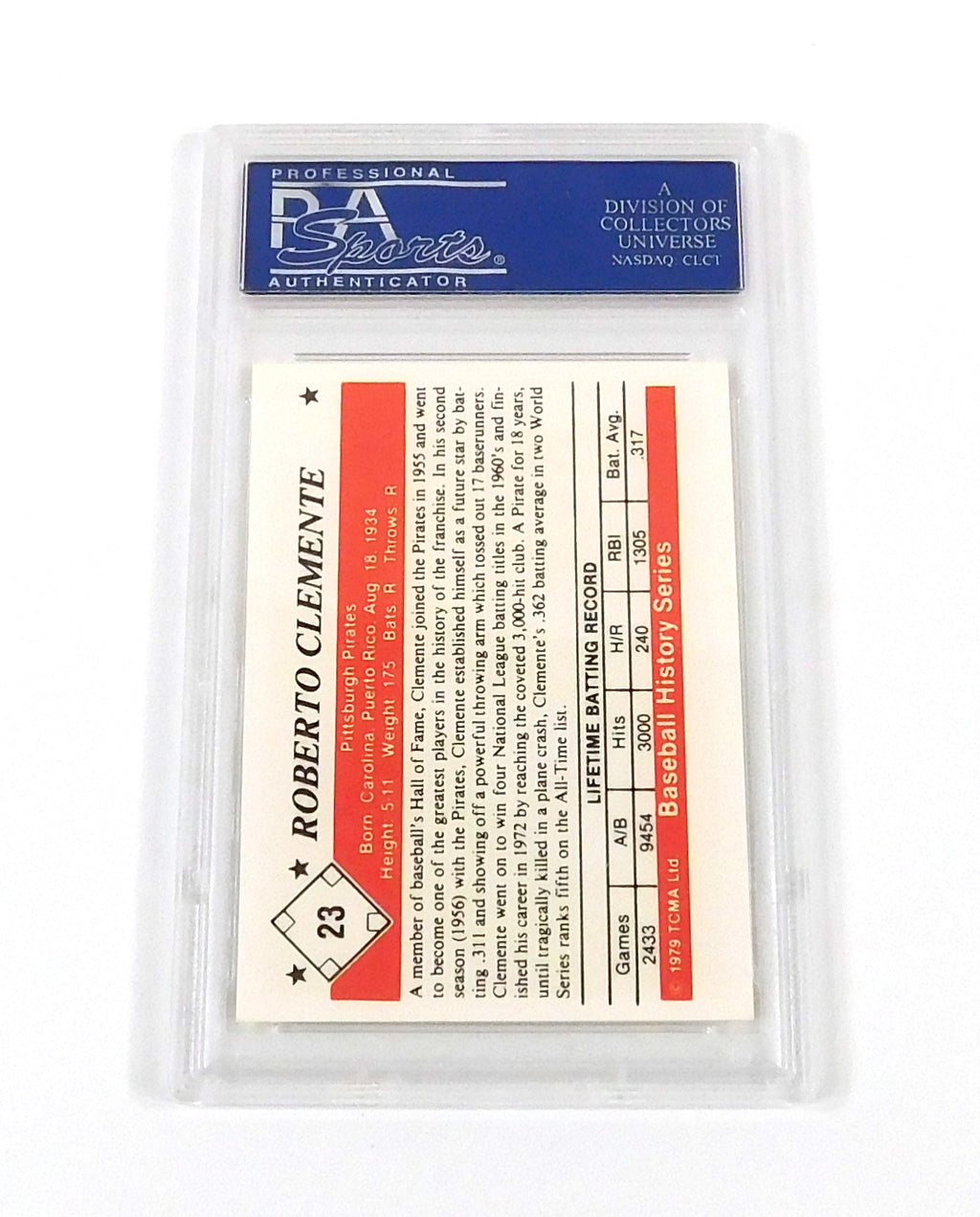 1979 TCMA Baseball History Series Roberto Clemente #23 Pirates PSA 10 DF036858 Pic2