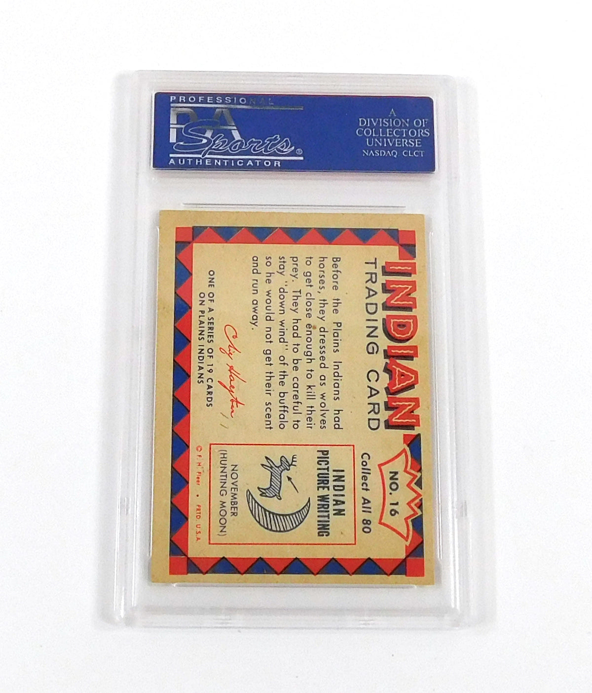 1959 Indian Trading Card Hunting a Buffalo #16 PSA 8 DF036642 Pic2