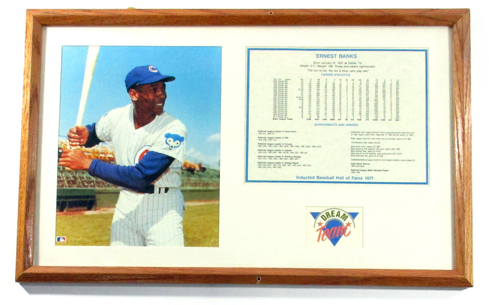 Ernie Banks Dream Team 21x30 Framed Display Photos Stats Awards HOF DF024567