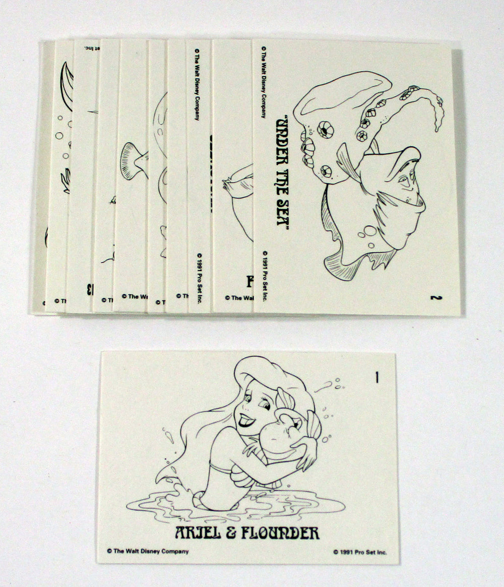 1991 Pro Set Walt Disney The Little Mermaid Color Me Insert Set (15 cards)