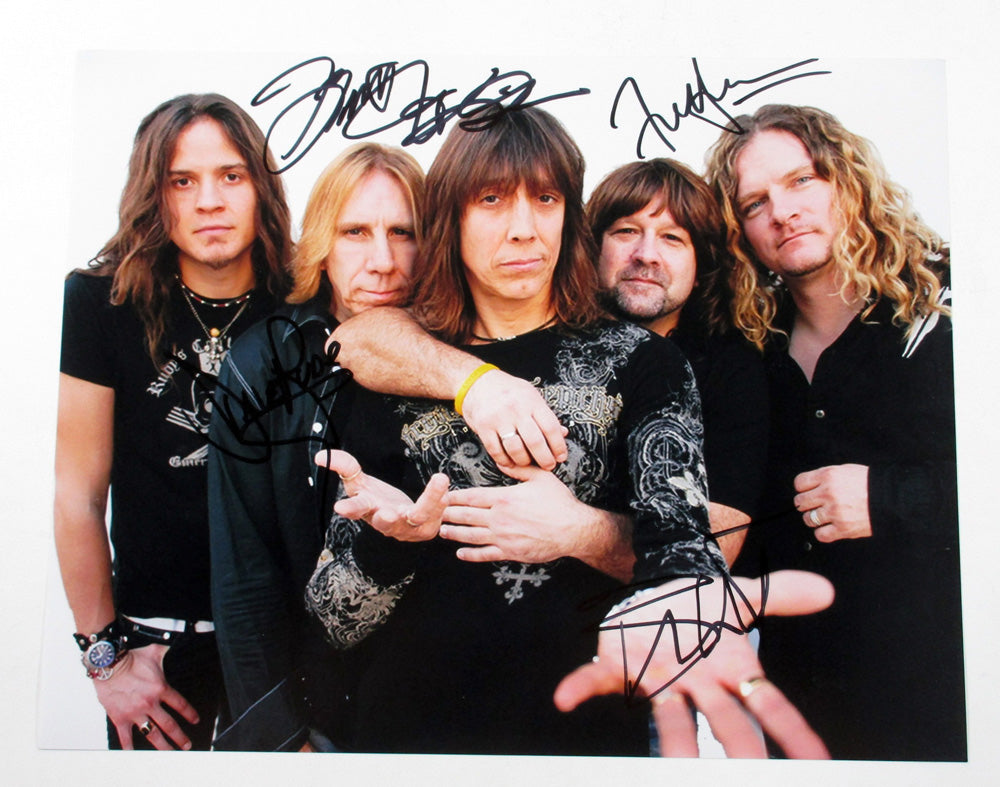 Tesla Band Signed 11x14 Color Photo Pose #5 w/ 5 AUTOS