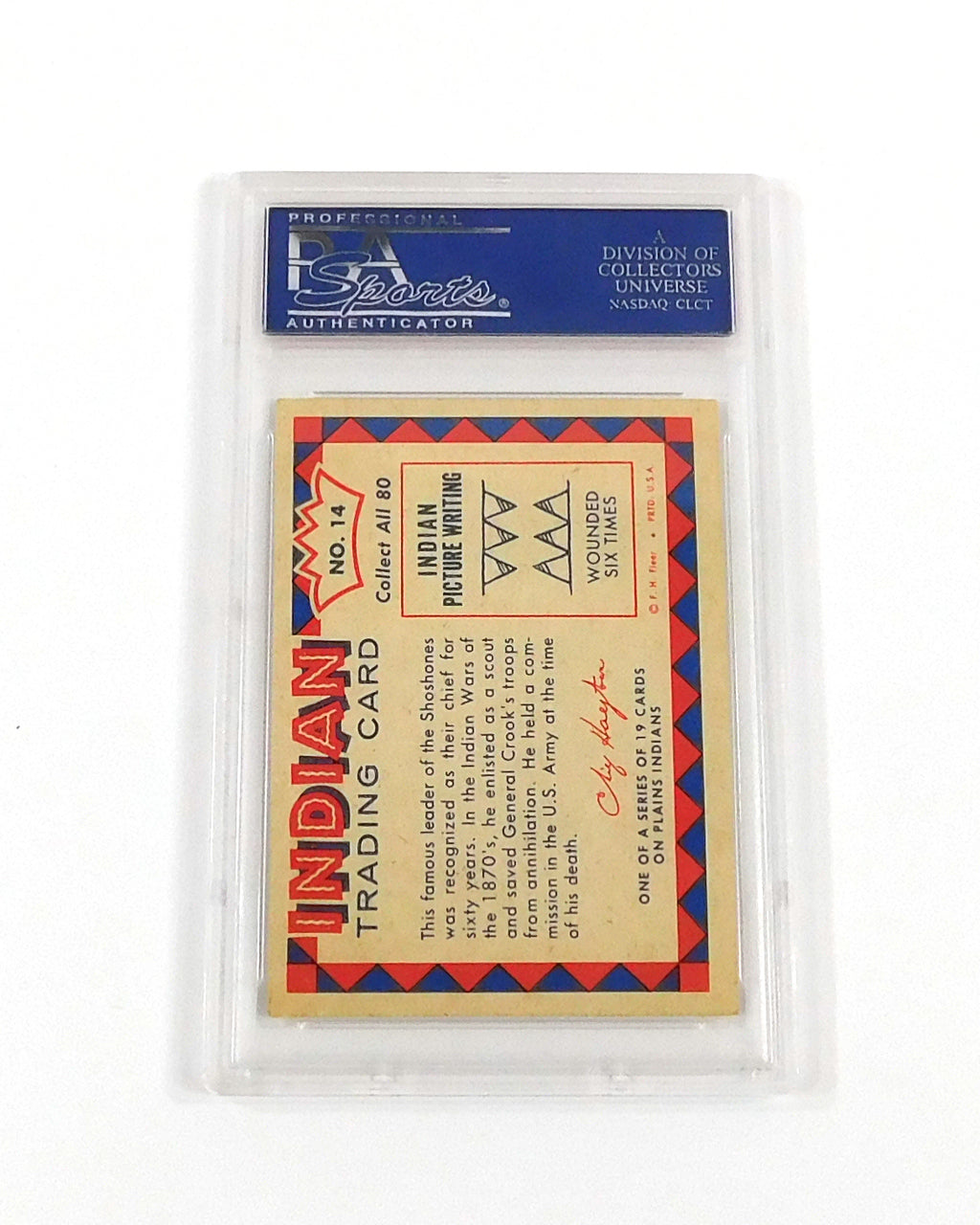 1959 Indian Trading Card Chief Washakie #14 PSA 9 DF036663 Pic2