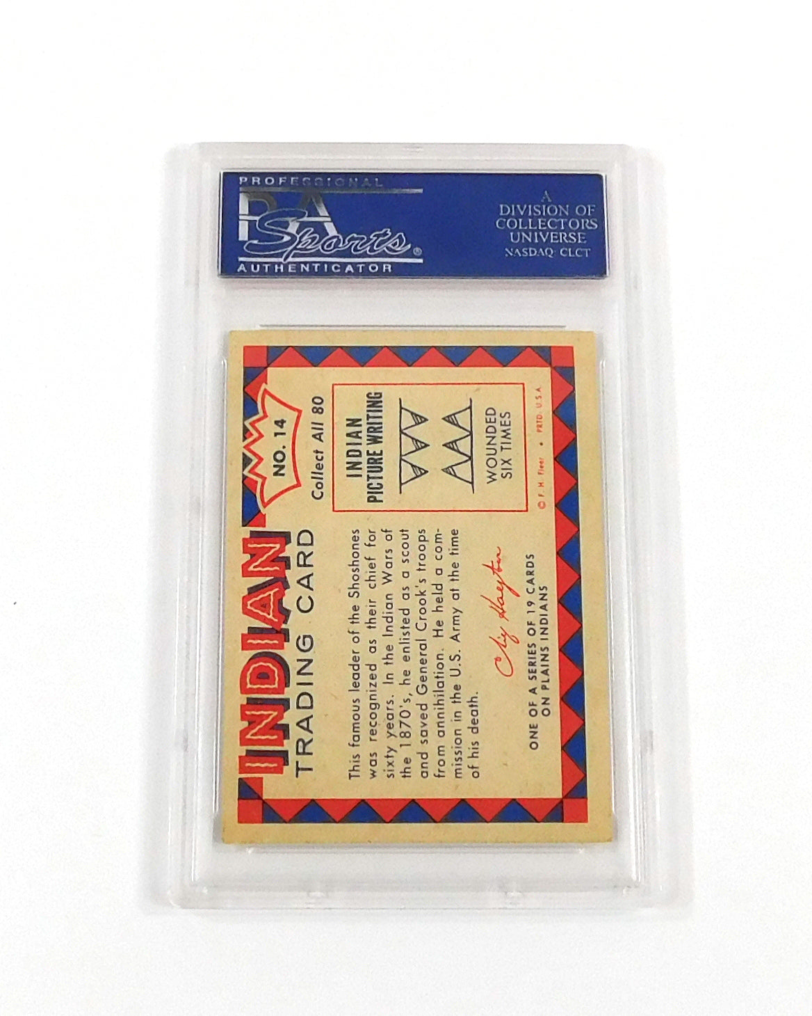 1959 Indian Trading Card Chief Washakie #14 PSA 9 DF036663 Pic2