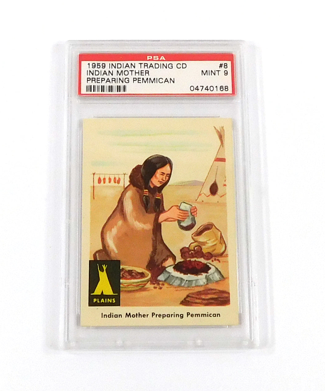1959 Indian Trading Card Indian Mother Preparing Pemmican #8 PSA 9 DF036667