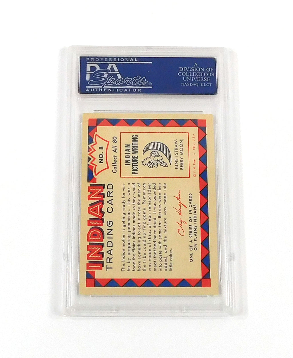 1959 Indian Trading Card Indian Mother Preparing Pemmican #8 PSA 9 DF036667 Pic2