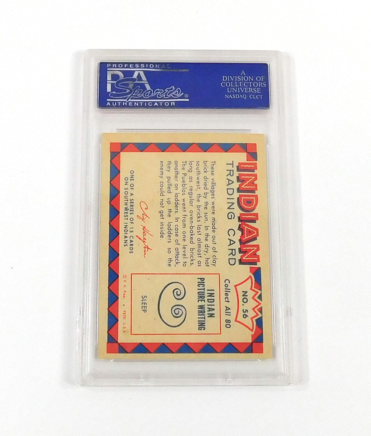 1959 Indian Trading Card Pueblo Village #56 PSA 9 DF036685 Pic2