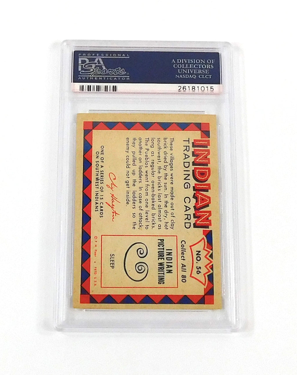 1959 Indian Trading Card Pueblo Village #56 PSA 9 DF036686 Pic2