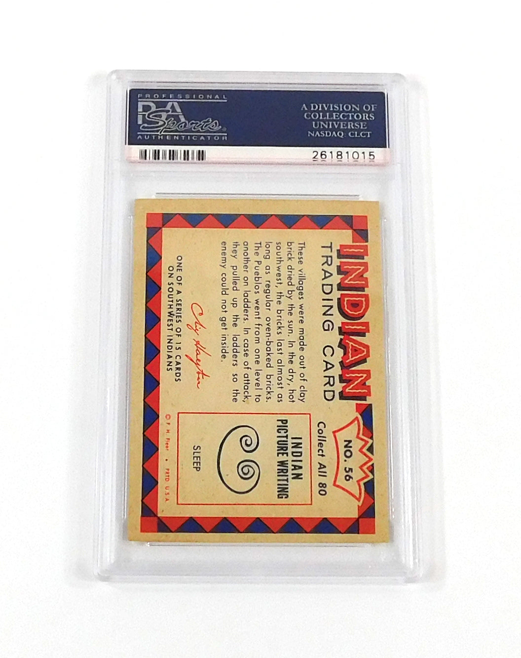 1959 Indian Trading Card Pueblo Village #56 PSA 9 DF036686 Pic2