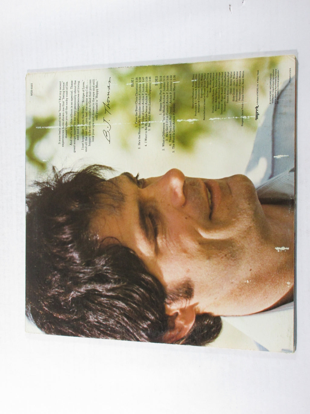 B.J. Thomas Signed LP Record Album Happy Man w/ AUTO 2 Pic2