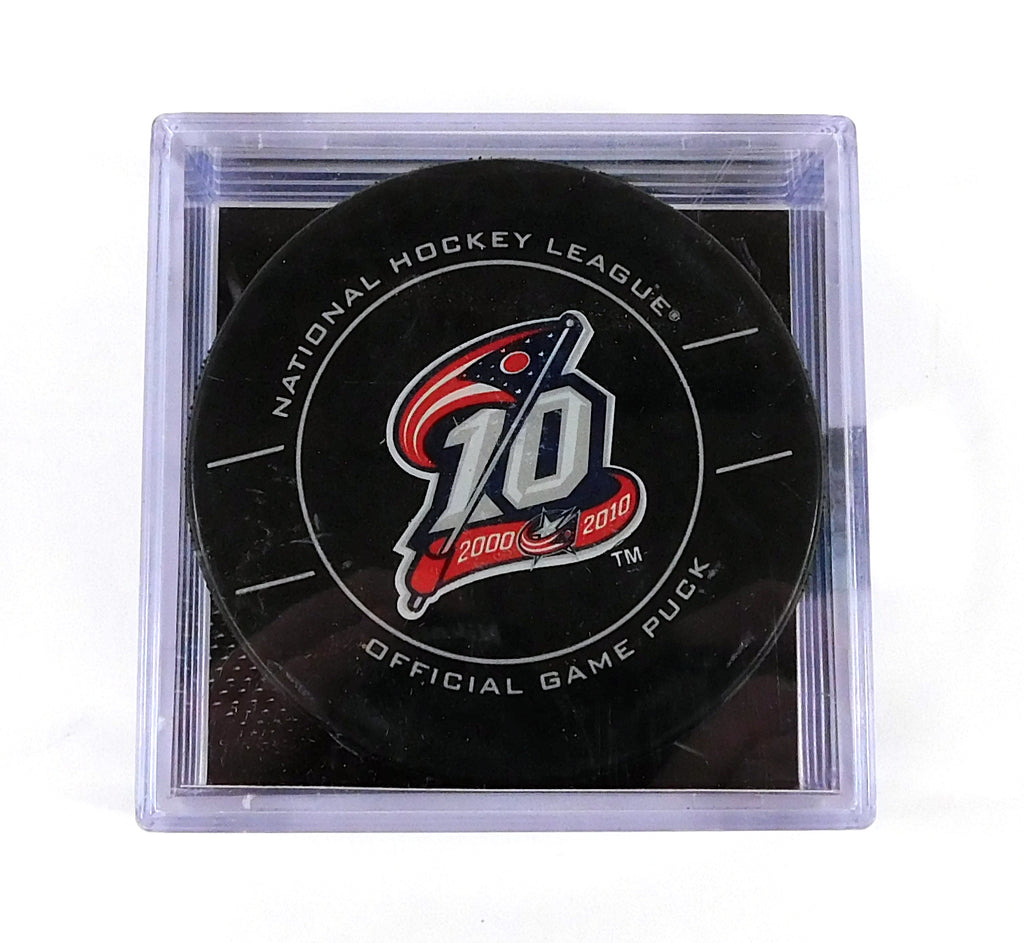 2010 Columbus Blue Jackets 10 Year Logo NHL Official Game Puck New in Cube