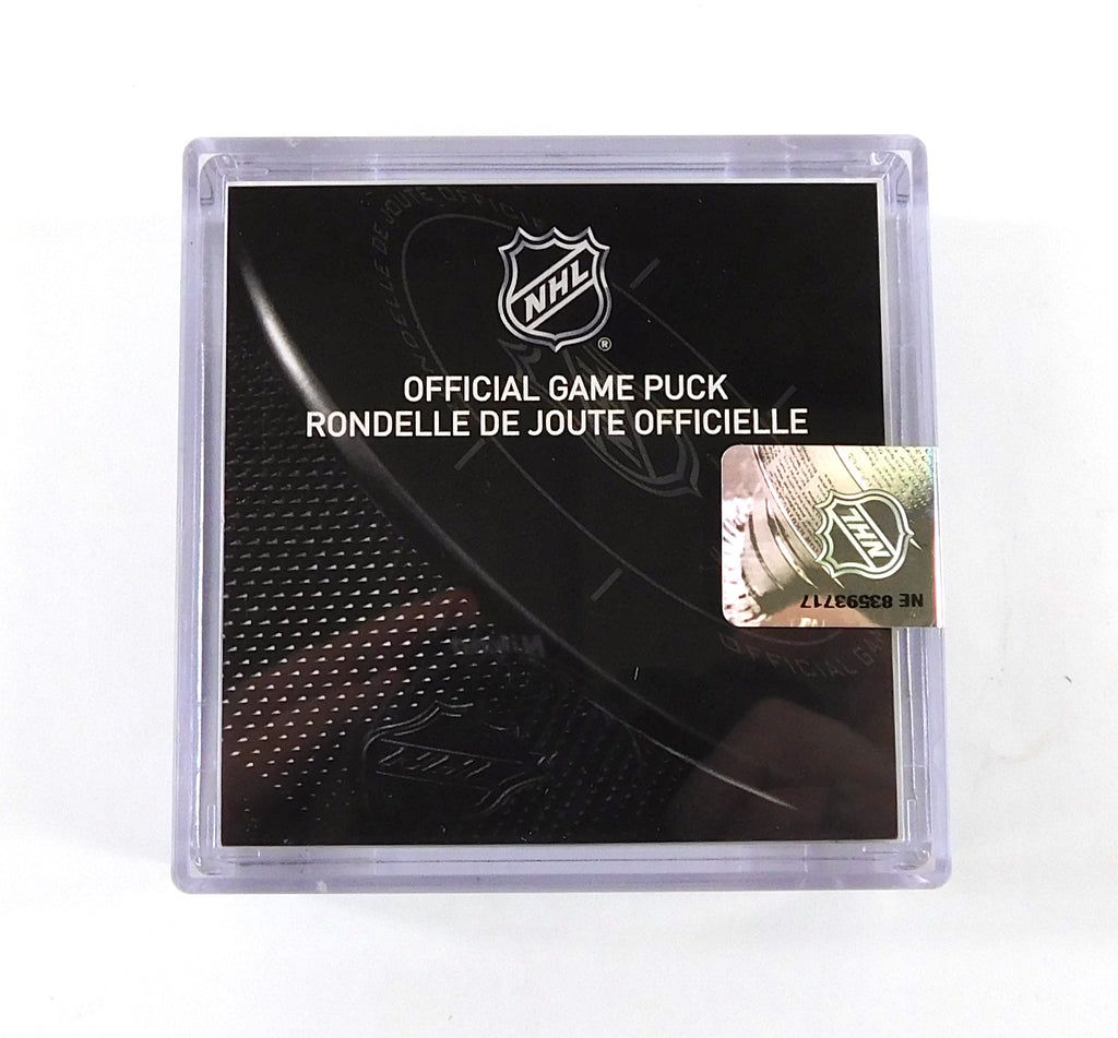 Calgary Flames Logo NHL Official Game Puck Style 1 New in Cube Pic2