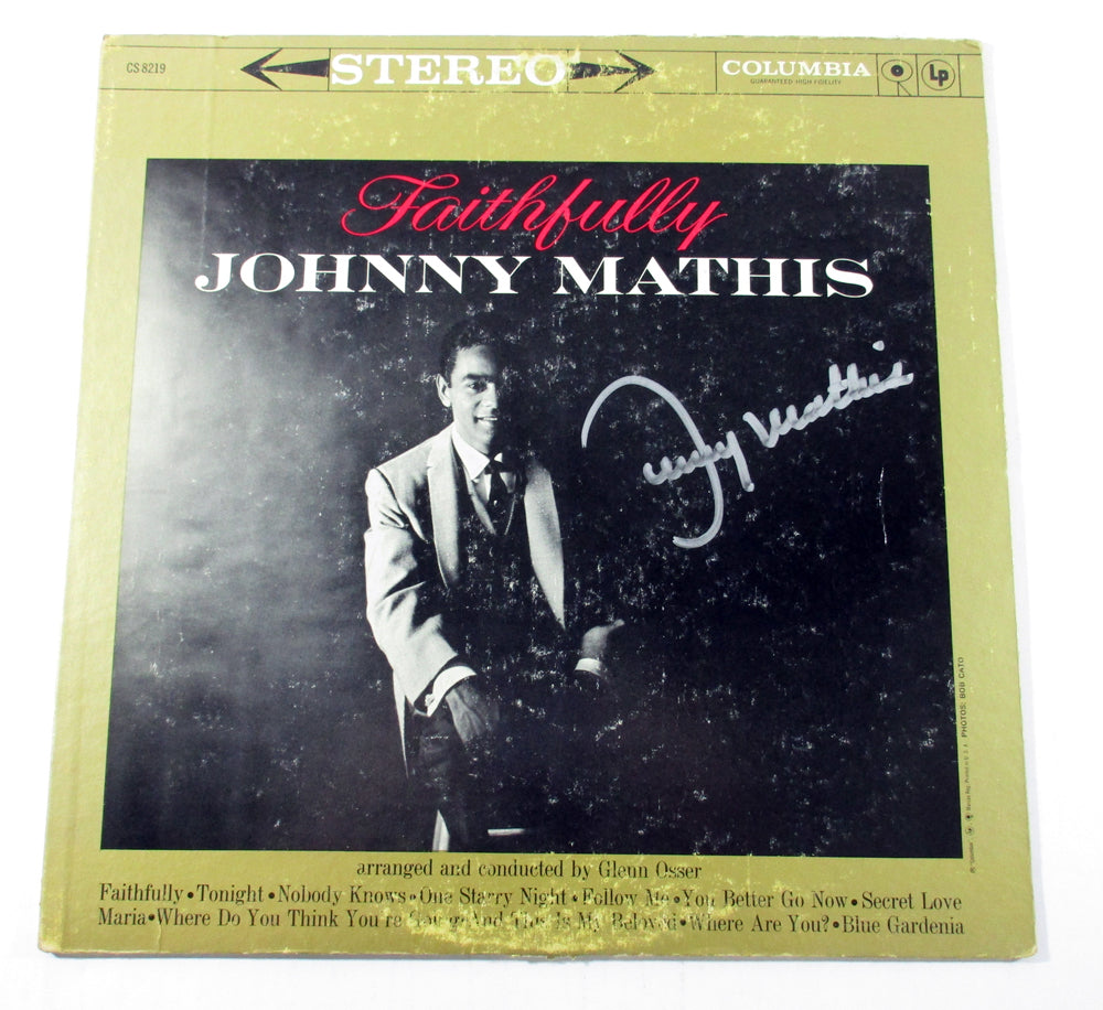 Johnny Mathis Signed LP Record Album Faithfully w/ AUTO 2