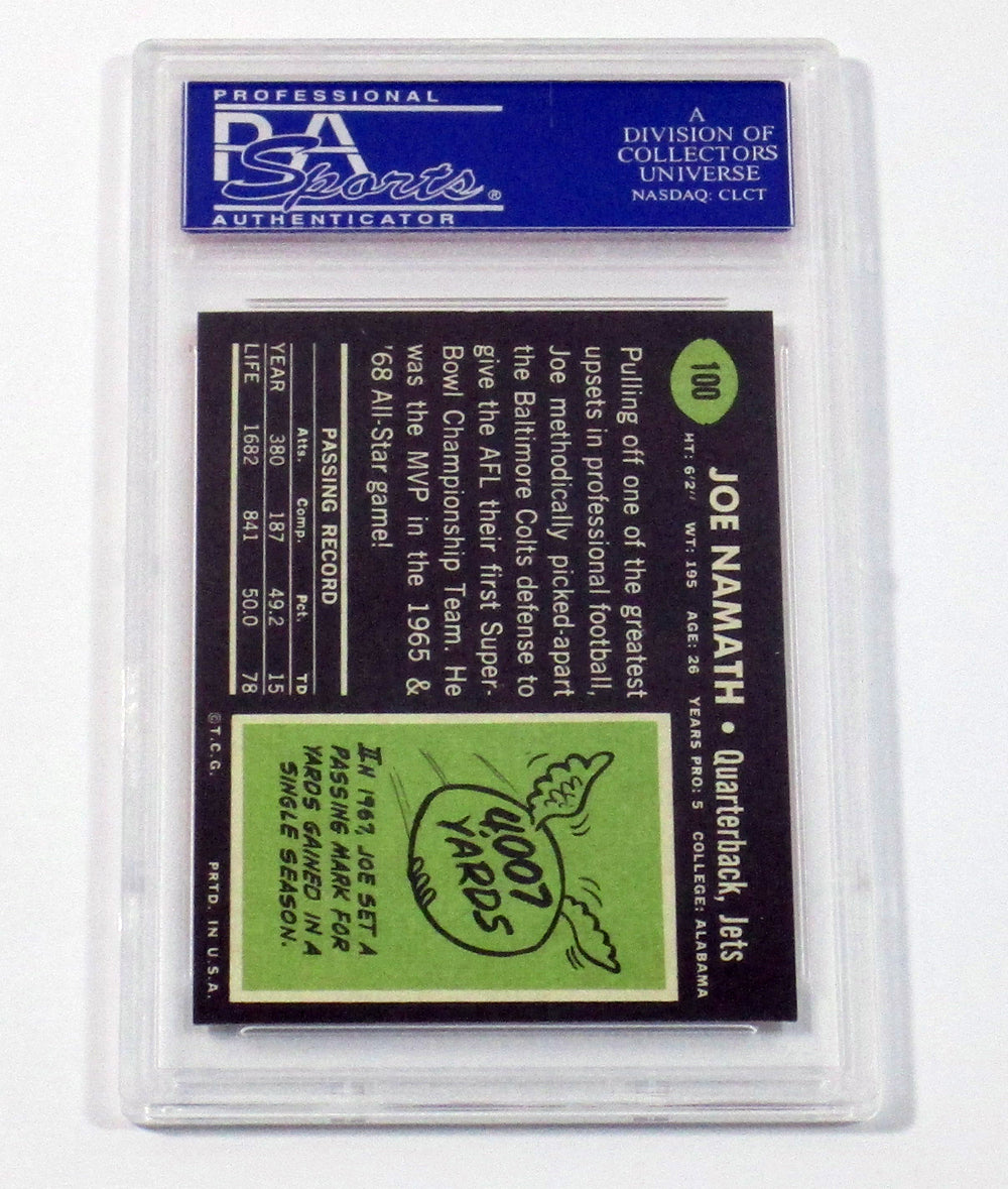 1969 Topps Football Joe Namath #100 New York Jets PSA 8 Pic2