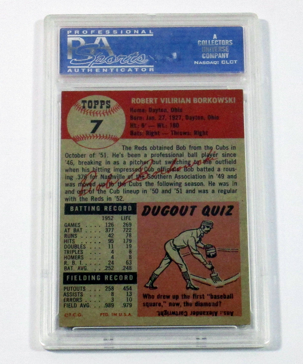 1953 Topps Baseball Bob Borkowski #7 Cincinnati Reds PSA 8 (OC) Pic2