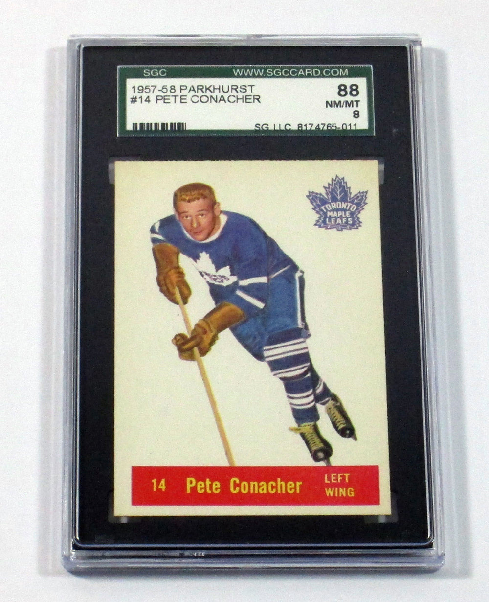 1957-58 Parkhurst Hockey Pete Conacher #14 Toronto Maple Leafs SGC 8 = 88