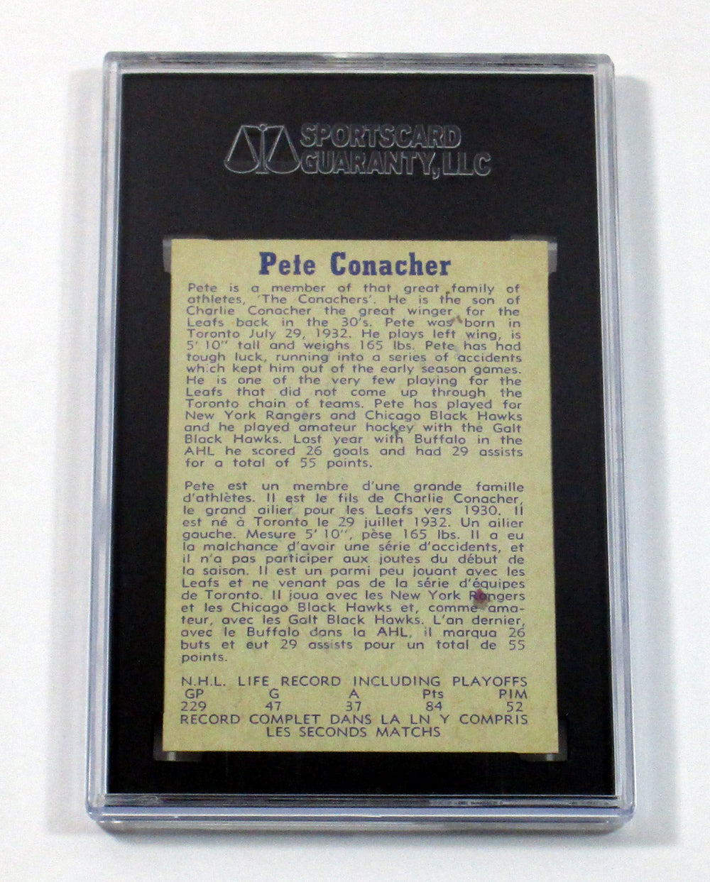1957-58 Parkhurst Hockey Pete Conacher #14 Toronto Maple Leafs SGC 8 = 88 Pic2