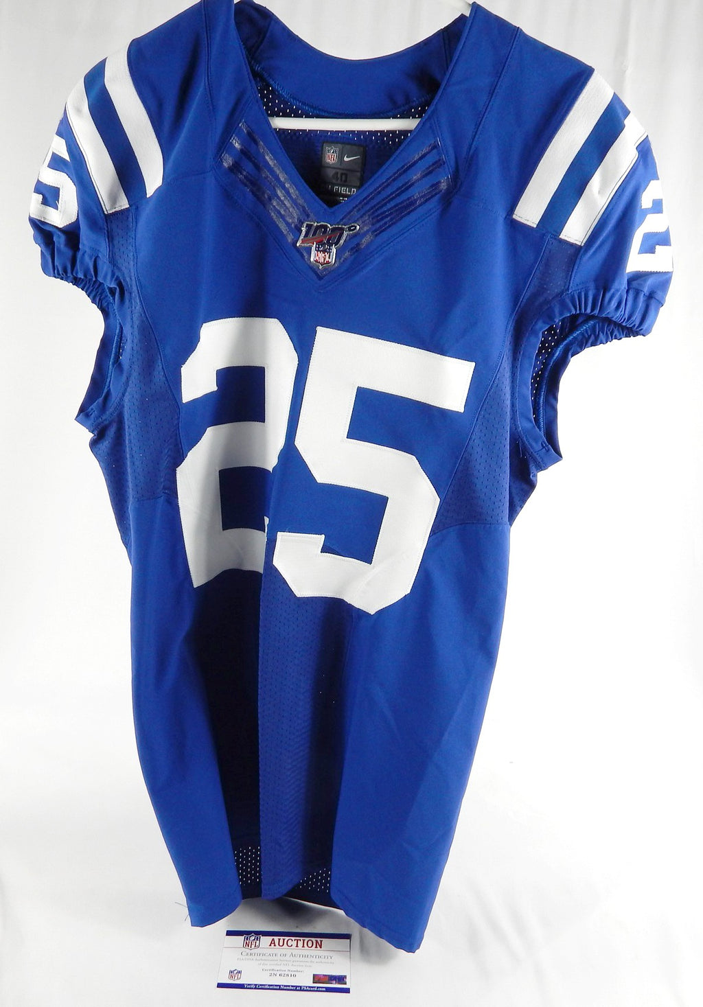 2019 Indianapolis Colts Marlon Mack #25 Game Issued Signed Blue Jersey 100th 0
