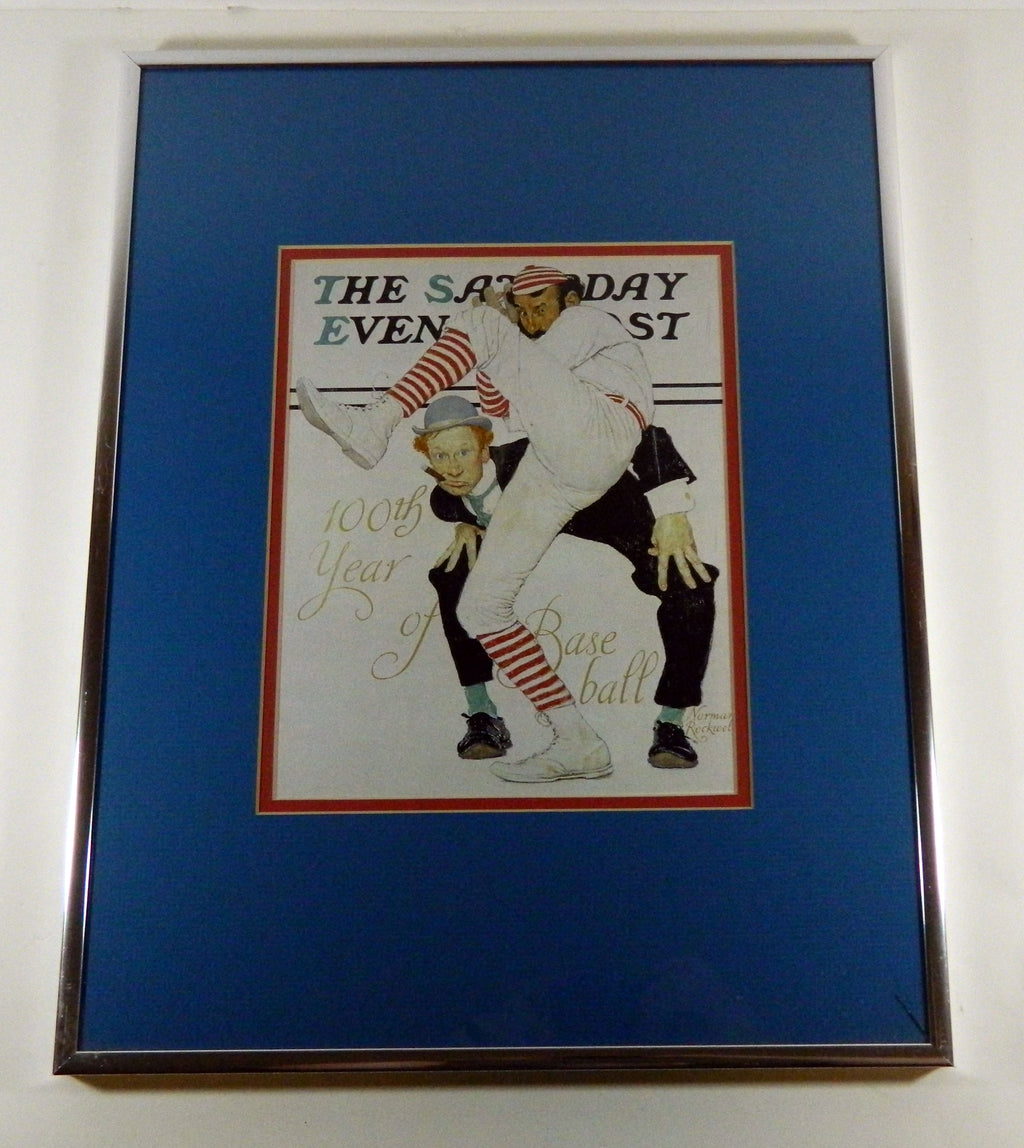 The Saturday Evening Post Baseball Art Cover Framed Display **See Description