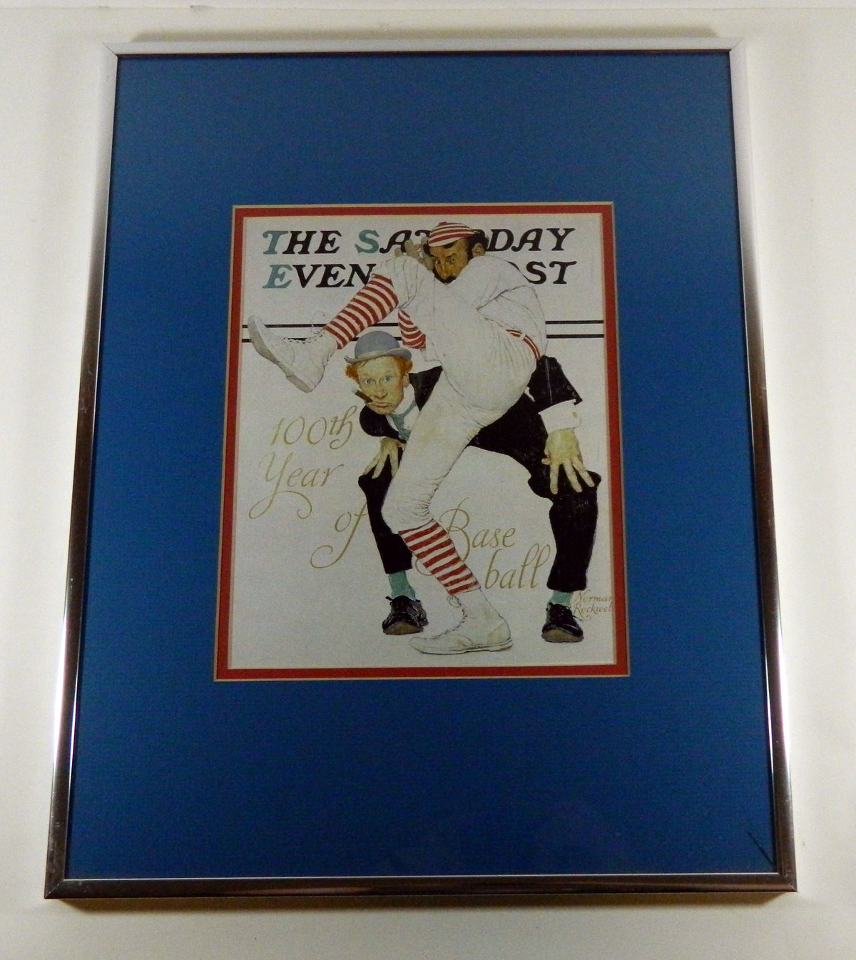 The Saturday Evening Post Baseball Art Cover Framed Display **See Description
