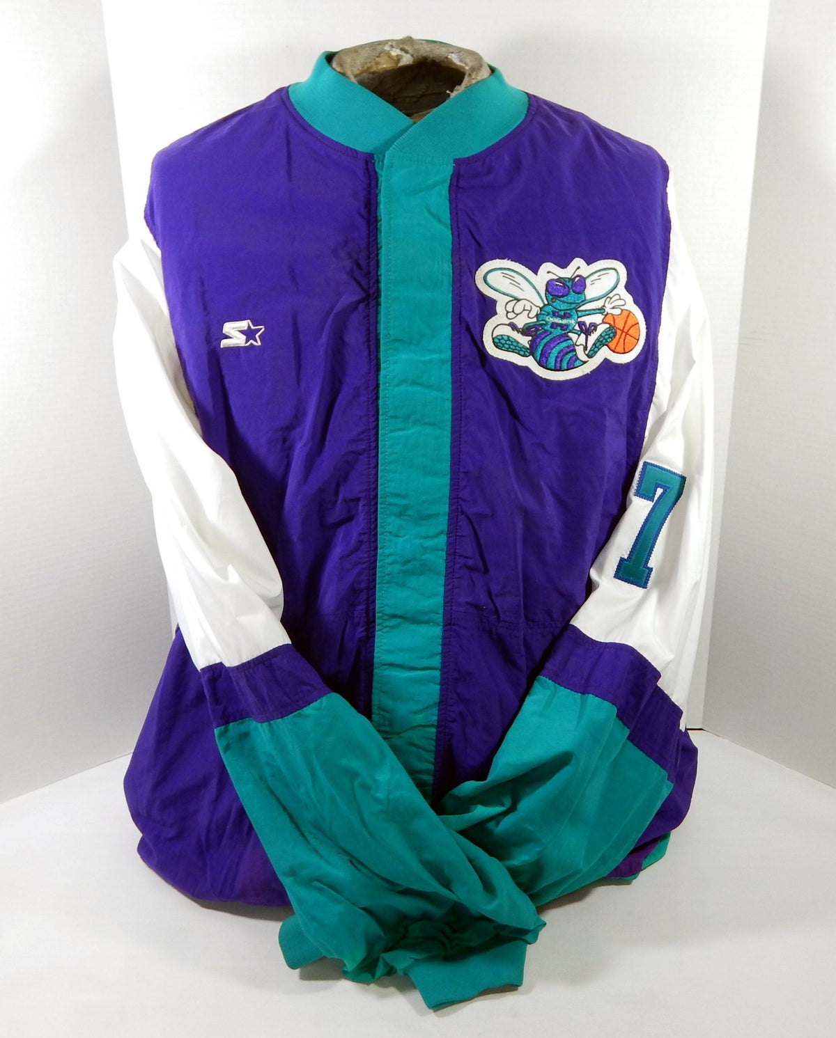 Charlotte Hornets JR Reid #7 Game Issued Purple Teal Warm Up Jacket 50 DP60258 - DP60258