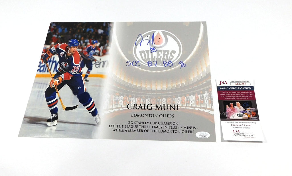 Craig Muni Signed 11 x 14 Color Photo SCC 87-88-90 Oilers JSA Auto - 204518S