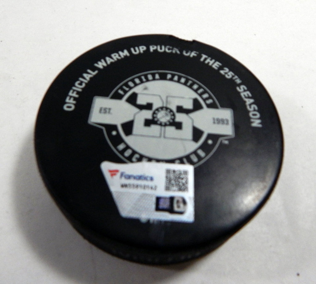 Florida Panthers Vs. Carolina Hurricanes Game Used Black Warm Up Puck DP61353 - DP61353