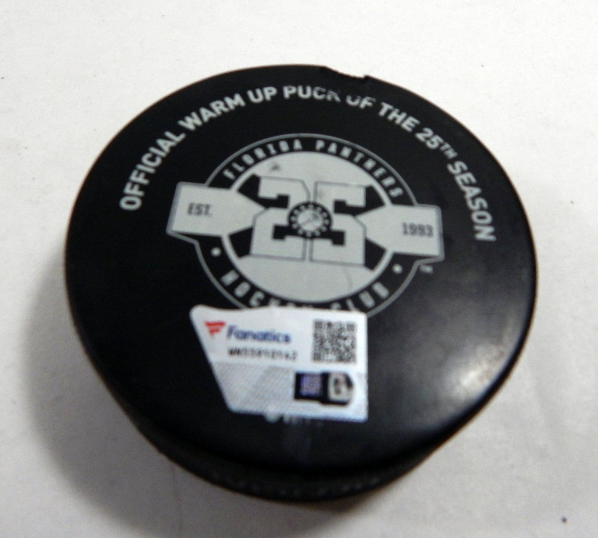 Florida Panthers Vs. Carolina Hurricanes Game Used Black Warm Up Puck DP61353 - DP61353
