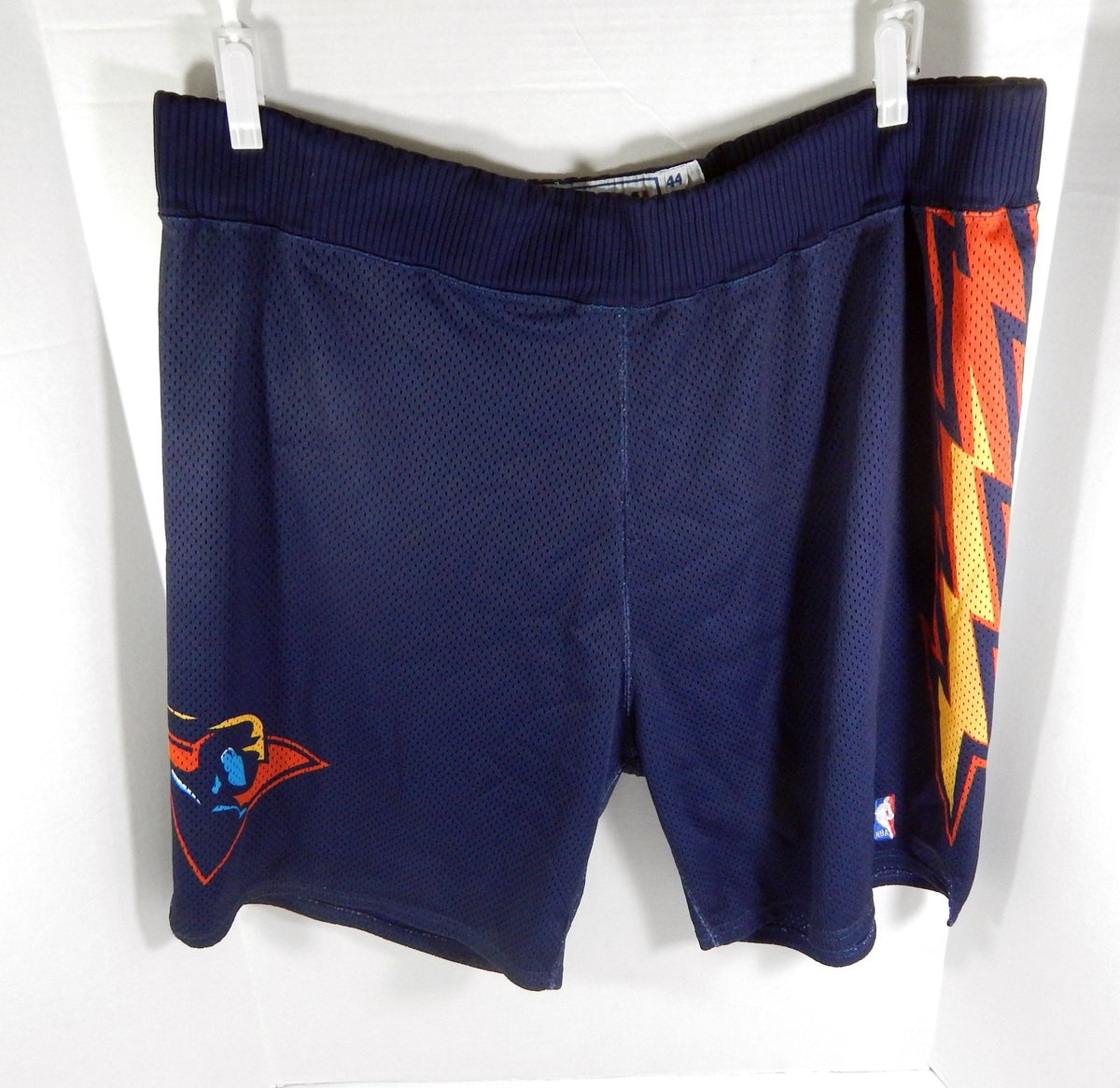 Golden State Warriors #31 Game Used Navy Shorts Lightning Bolt 44 DP57178 - DP57178