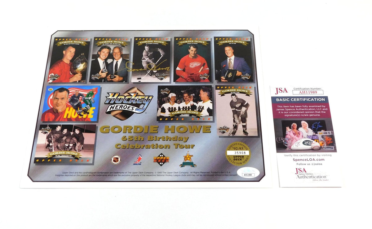 Gordie Howe Signed 8.5 x 11 Color Photo Card Red Wings JSA Auto - DA056959