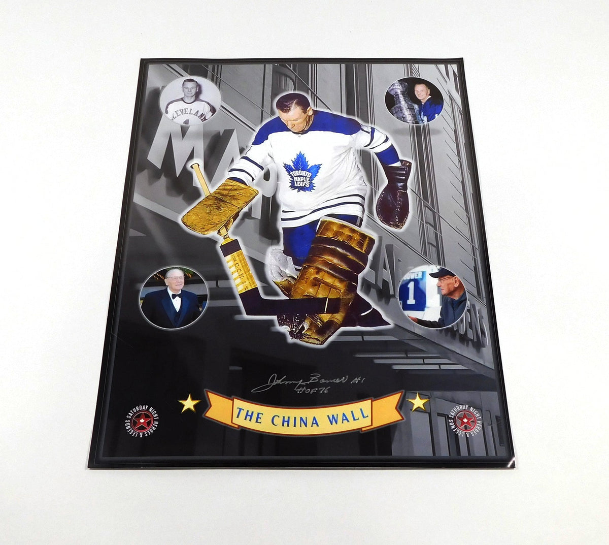 Johnny Bower Signed 11 x 14 Color Photo The China Wall HOF 76 Maple Leafs Auto - 204509S