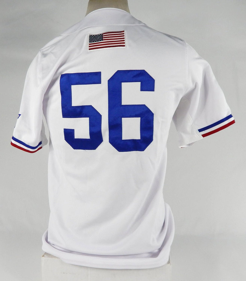 Kansas Jayhawks #56 Game Issued Pos Used White Jersey Baseball 40 DP65402 - DP65402