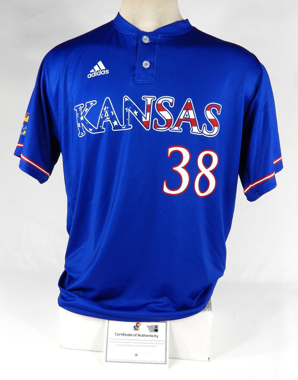 Kansas KU Jayhawks #38 Game Issued Pos Used Blue Jersey Baseball 42 DP65297 - DP65297