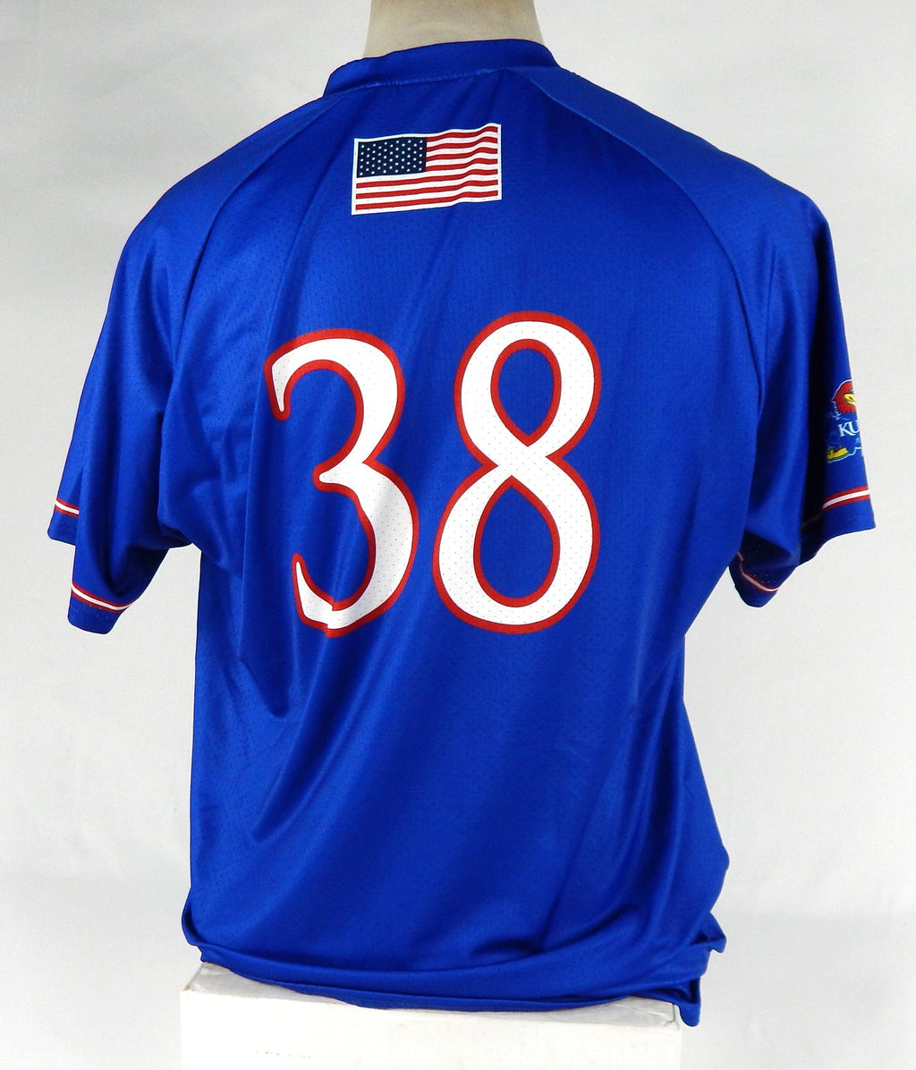 Kansas KU Jayhawks #38 Game Issued Pos Used Blue Jersey Baseball 42 DP65297 - DP65297