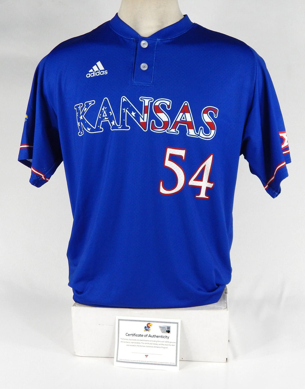 Kansas KU Jayhawks #54 Game Issued Pos Used Blue Jersey Baseball 40 DP65303 - DP65303