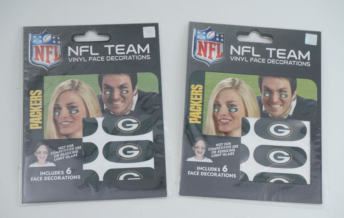 Lot of (2 Packs) Green Bay Packers Team Logo NFL Eye Black Strips (6 Each) - 216433S