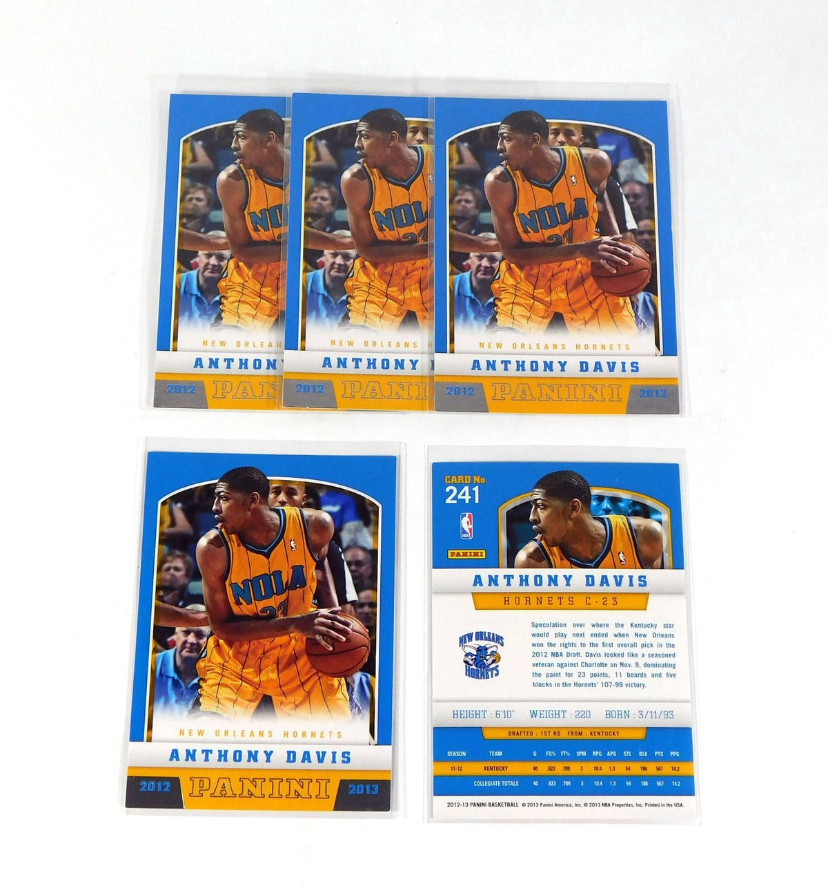 Lot of (5) 2012-13 Panini Anthony Davis #241 Rookie Hornets - DA041045