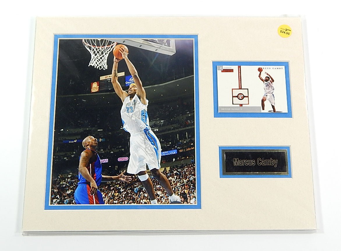 Marcus Camby Nuggets Matted Photo Relic Card Name Plate 11x14 Ideal For Framing - DJ030087